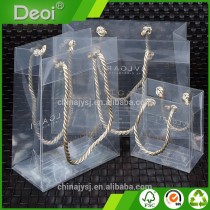Custom Made in China High-end Transparent Plastic Foldable Hand Bag With Nylon Handle Shopping Bag Gift Bag for Chocolate