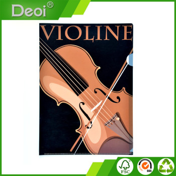 A0080 factory price A4 pp L shaped file folder with violin picture