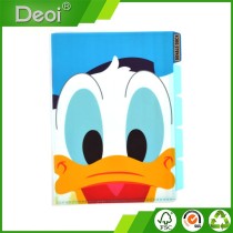 Donald Duck pp plastic pocket file folder with 5 index made in China