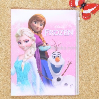 Deoi OEM Stationery factory customized printed A3 A4 A5 size L shape pp plastic file folder with zipper made in Shanghai