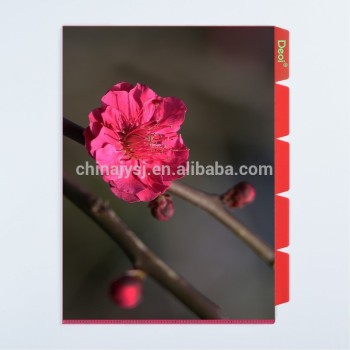 customize welcomed luxury 5 index PP document file folder with flower printing and 5 pockets made in Shanghai professional OEM