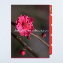 customize welcomed luxury 5 index PP document file folder with flower printing and 5 pockets made in Shanghai professional OEM