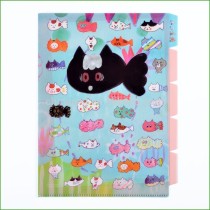 whale printing custom made 5 pockets pp plastic file folder, L shape file folder With 5 indexes made in shanghai OEM Factory
