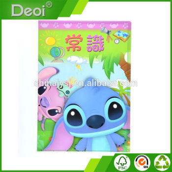 eco-friendly durable A4 size pp plastic Chinese and English single pocket file folder/cute animal