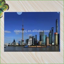 Customized Plastic PP PVC L shape file folder for promotion and advertising with the Bund landscape printing