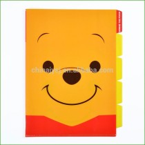 colorful printing custom made 5 pockets pp plastic file folder, printing L shape file folder With 5 indexes made in shanghai