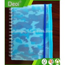 Spiral Notebook With Frosted PP Cover & PVC Zip Pocket