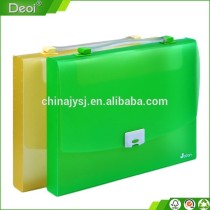 custom made high-quality pencil box pp plastic clear yellow green color stationery box with handle