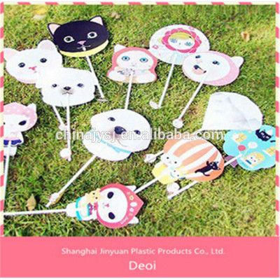 Cheap PP promotional fan with long handle