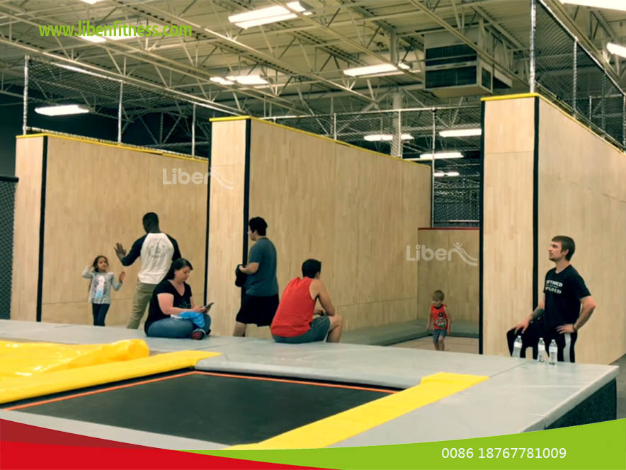 USA trampoline park project with ninja course