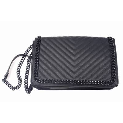 Chain decorated quilted cross body bag