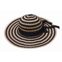Ladies Straw stripe hat with Butterfly Node