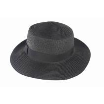 Black  Woven Straw  Round hat