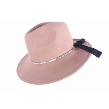 Elegant Pink Plain woven Wool chain hat