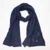 purplish blue woolen yarn knitted fluffy cross grain scarf with ruffle