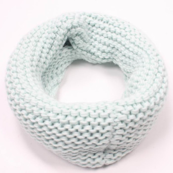 Thick line knitted left solid beige chunky warm snood neckerchief for lady