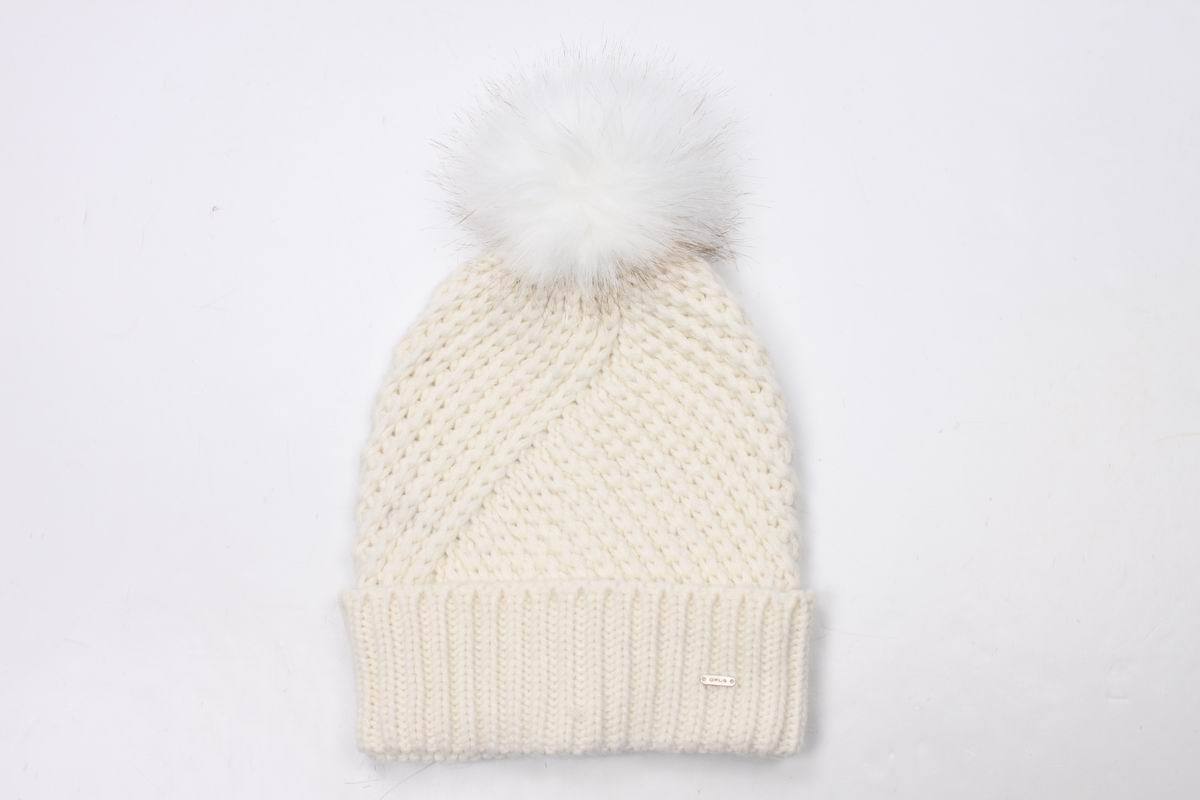 White acrylic knitted hat