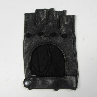 Leather button half finger gloves
