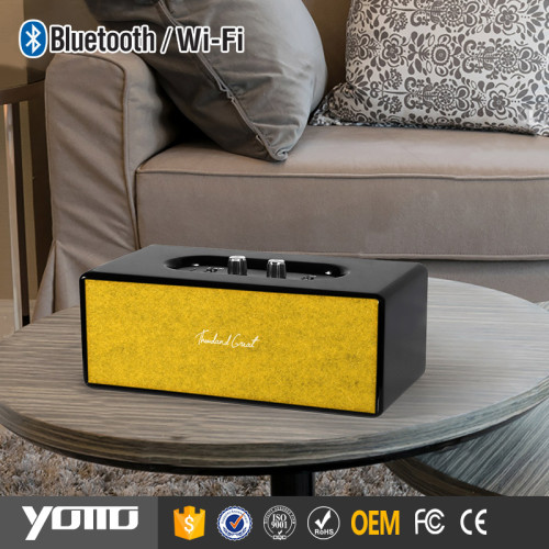 Yommo Bass Speaker Smart High Power Bluetooth Home Audio System-Black cabinet with yellow fleece