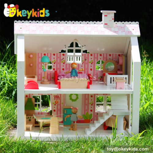 Lovely kids diy toy wooden doll house W06A041B