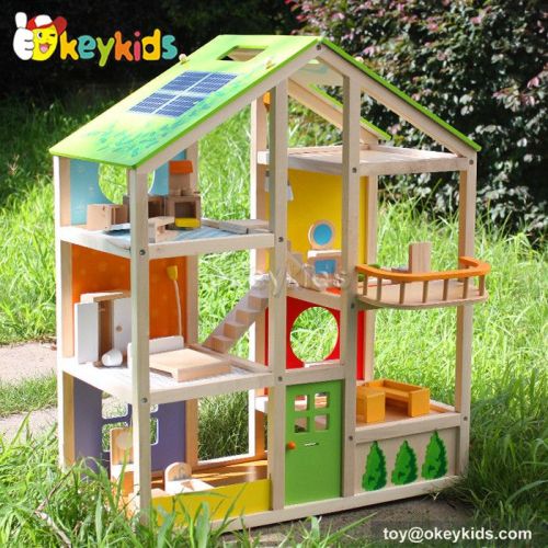 Luxurious kids diy toy wooden modern doll house W06A158
