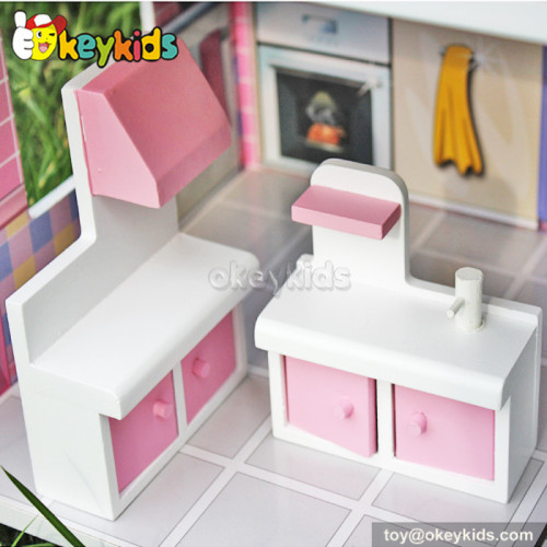 Sweet House kids diy toy wooden miniature doll house W06A139