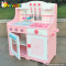Simulation pink wooden kitchen play set toy for kids W10C174
