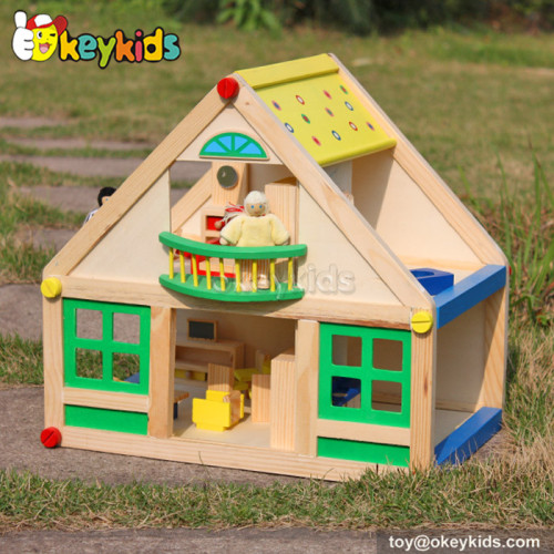Classical kids diy wooden toy cottage with furniture W06A106