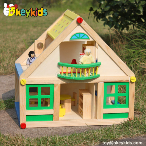 Classical kids diy wooden toy cottage with furniture W06A106