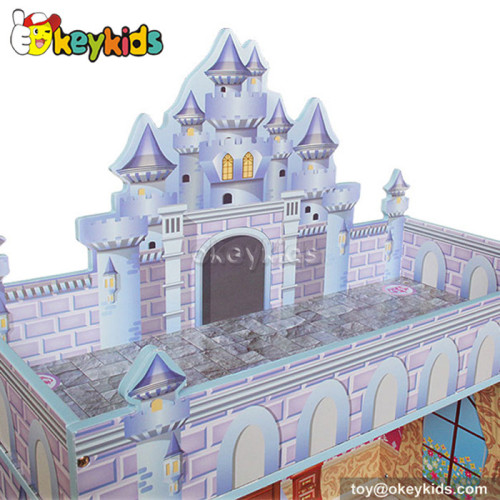 Fancy castle wooden doll house toy for children W06A102