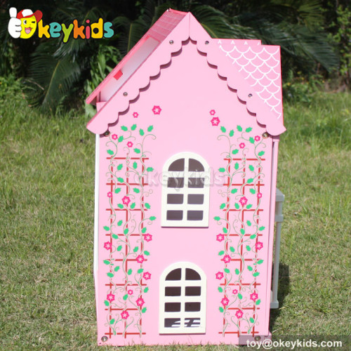 DIY multi-level wooden dollhouse for children W06A104