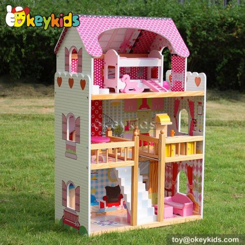 Okeykids Fashion children diy wooden dollhouse with furniture W06A163