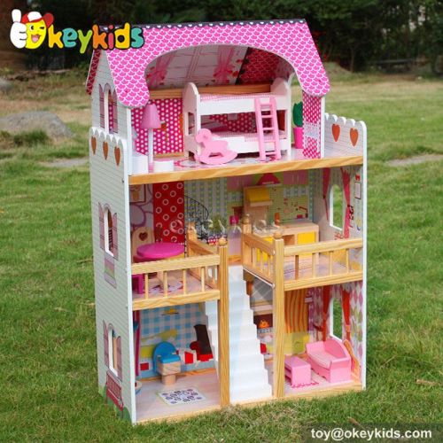Okeykids Fashion children diy wooden dollhouse with furniture W06A163