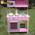 Lovely pink kids wooden kitchen set toy W10C161