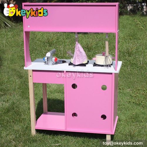 Lovely pink kids wooden kitchen set toy W10C161