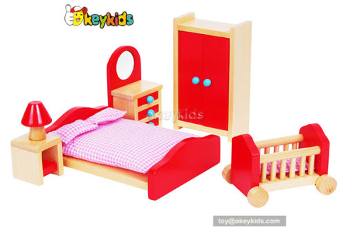 Fashionable children diy wooden toy dollhouse with furniture W06A096