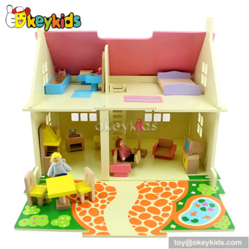 Mini wooden toy dollhouse for little girls W06A097