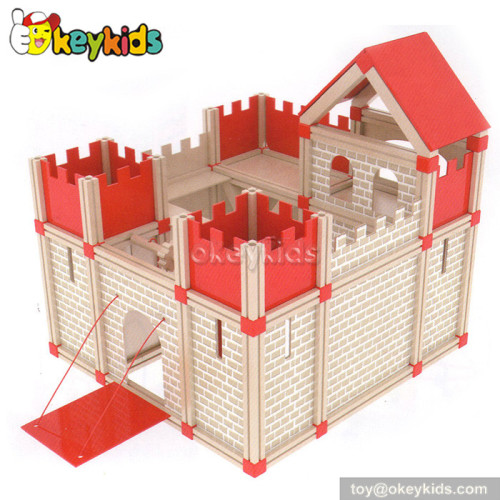 Fancy wooden castle toy for children W06A111