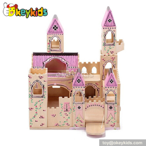 Fancy wooden castle toy for children W06A111