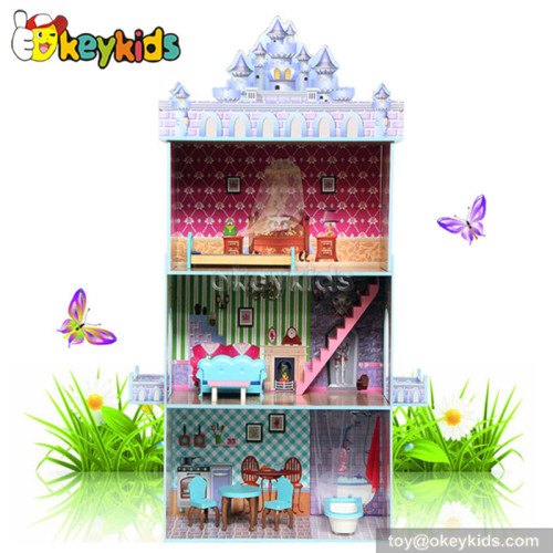 Fancy castle wooden toy dollhouse for babies W06A079