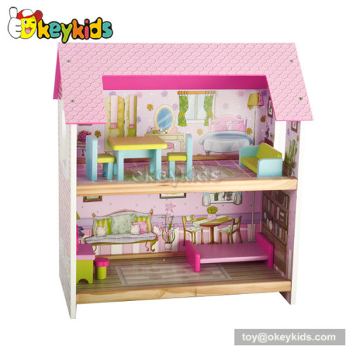 Beautiful wooden fairy dollhouse with furniture W06A078