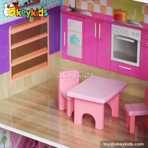Classic wooden doll house with furniture set W06A089