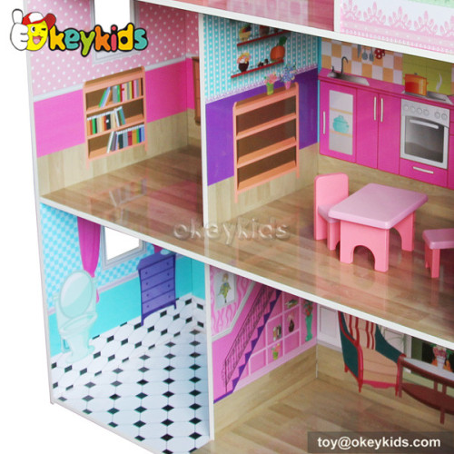 Classic wooden doll house with furniture set W06A089