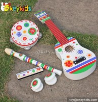 Wooden Musical Instrument Toy Set ,kid guitar harmonica tambourine for children W07A088