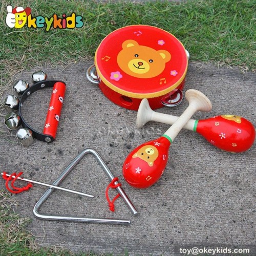 Wooden Musical Instrument Toy Set ,kid sand hammer,tambourine,handbell for children W07A089