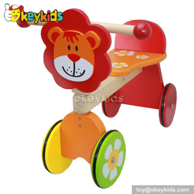Best design children cartoon toy wooden four wheel bike for sale W16A014