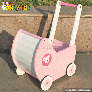 Newest design pink wooden baby push walker for sale W16E050