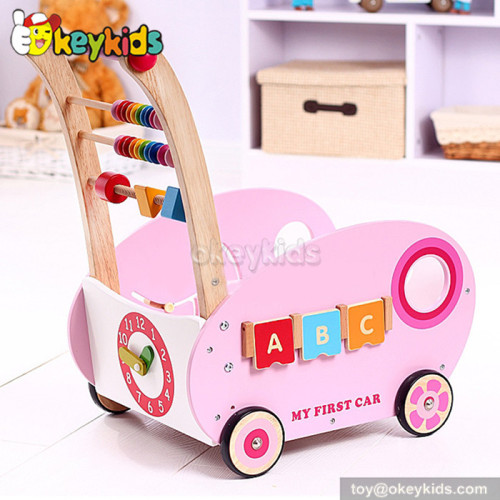 Lovely design pink wooden baby walkers on sale W16E036