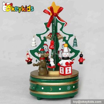 2016 wholesale baby wooden hand crank music box, Santa Claus music box W07B008A