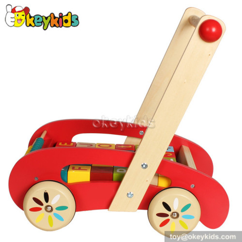 Lastest products baby wooden walker with blocks W16E046